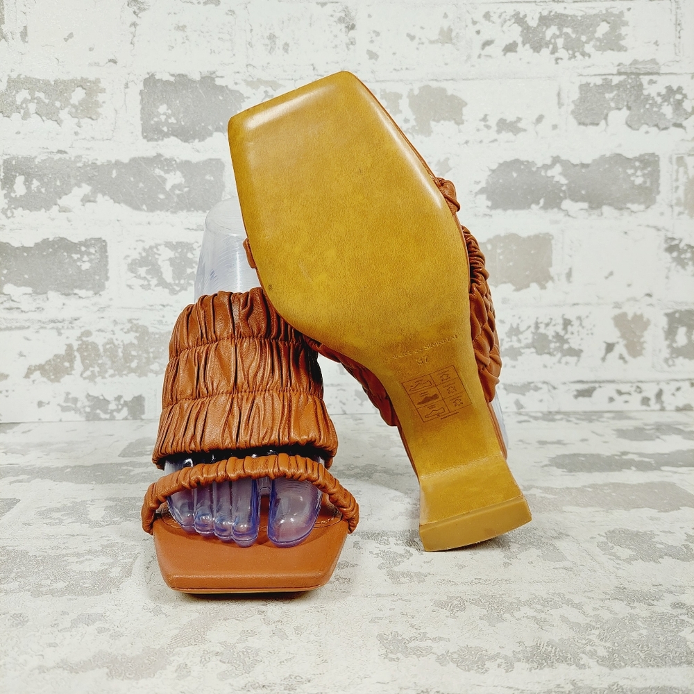 New Jonathan Simkhai Felix Elastic Leather Slip On Mules B516 - Picture 9 of 12